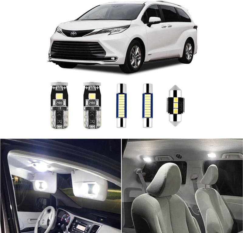 EASY EAGLE 16 Pcs Super Bright 6000K White LED Interior Light: Bulbs Kit Package for 2011-2015 2016 2017 2018 2019 2020 2021 Toyota Sienna Lighting Package Kit Includes Light Accessories+ and Install Tool - Image 1